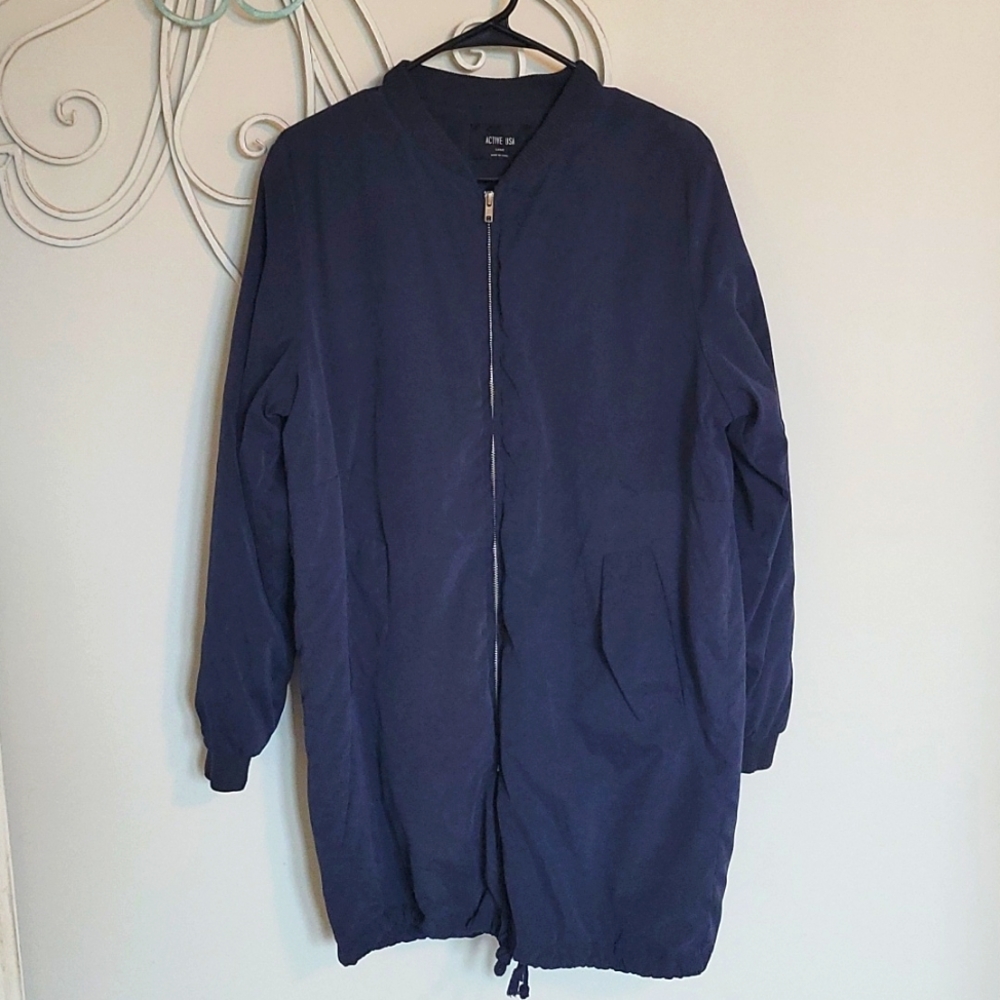 Navy Zip Up Trench Coat